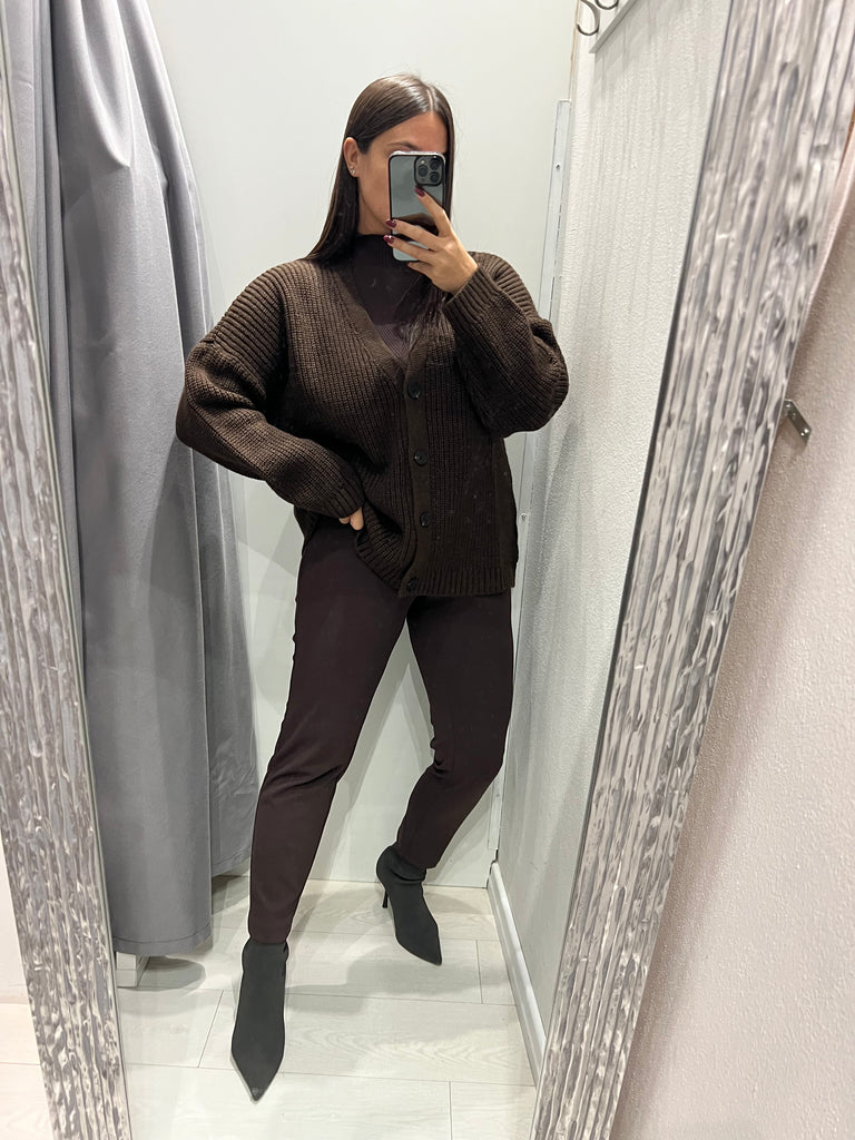 BLK30 IMPERIAL•Pantalone con fascia in raso in vita•Moro