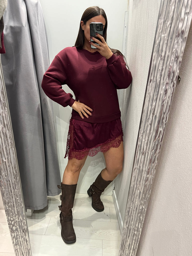 LUMINA•Abitino felpa e finale raso pizzo•Più colori