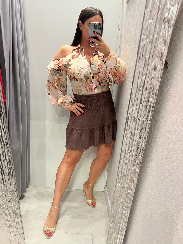 MSS💥ViCOLO•Camicia spalle scoperte fantasia floreale