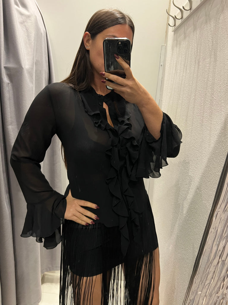 Susy Mix•Camicia rouches Nero