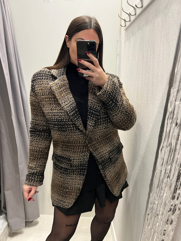 HaveOne•Giacca over effetto tweed