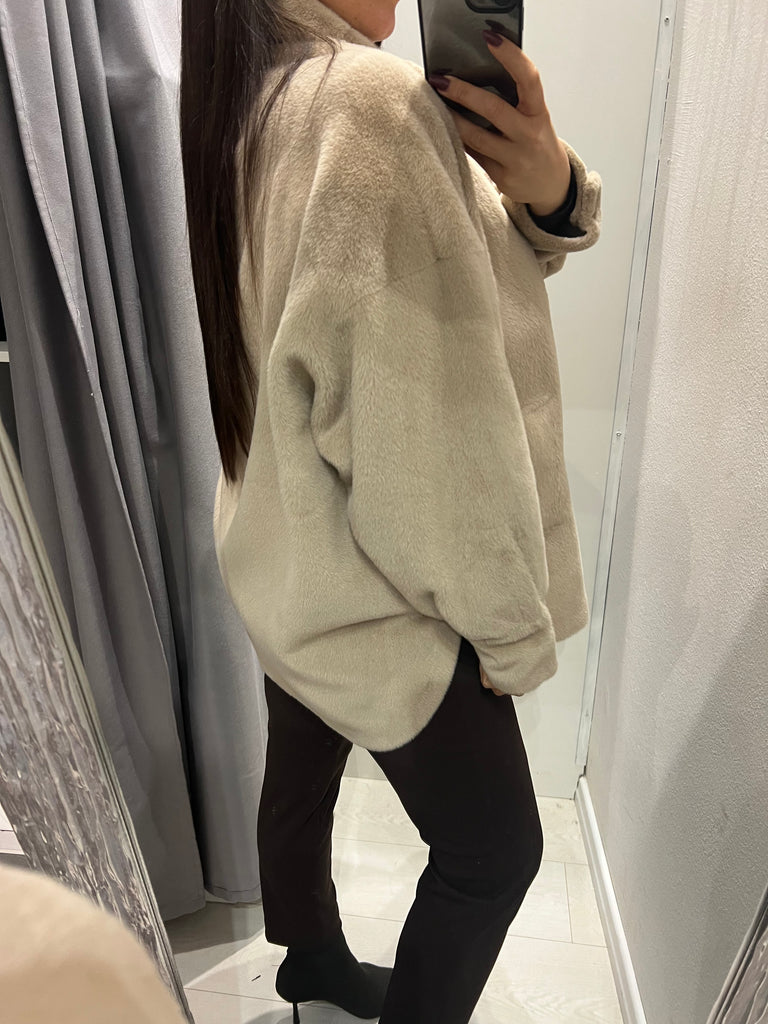 BLK30 Souvenir•Ecopelliccia beige taglio camicia