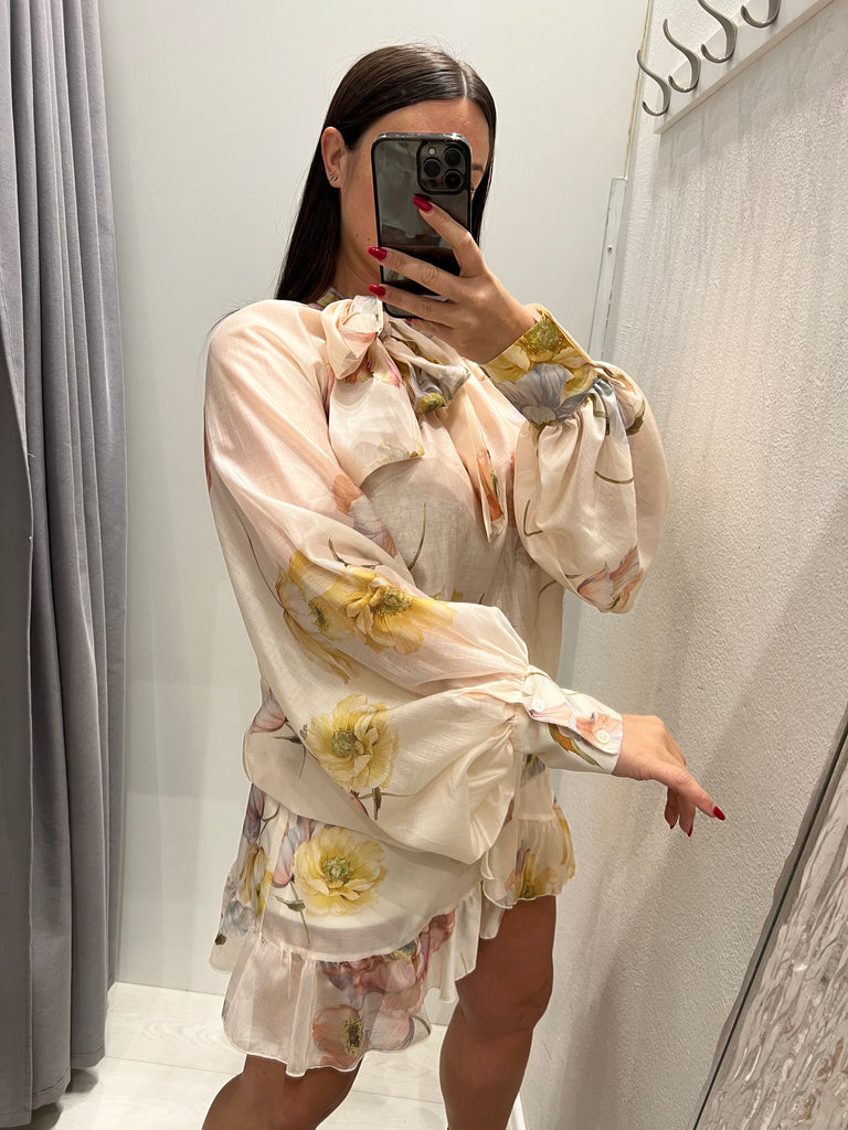 ViCOLO•Camicia fiocco floreale base crema