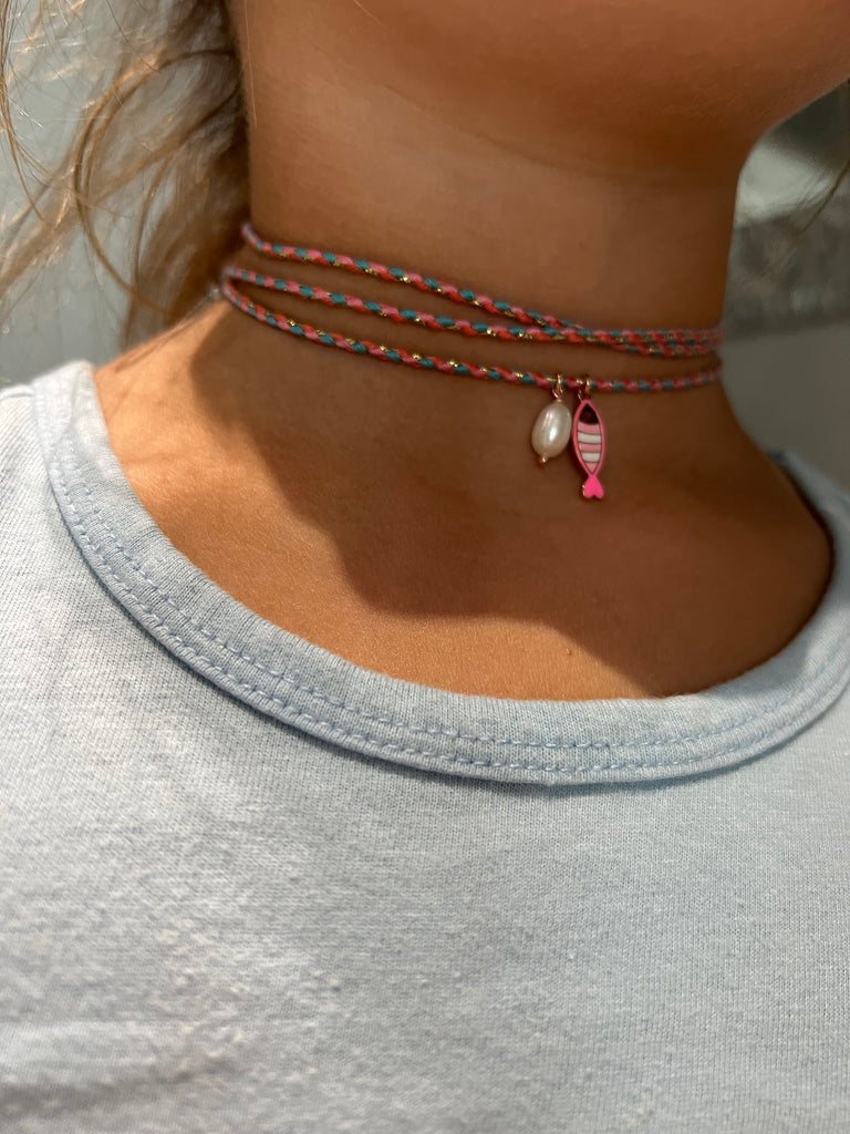 La Vie•Collana chocker/bracciale/cavigliera rosa/turchese/salmone con charm•Scegli il tuo charm!