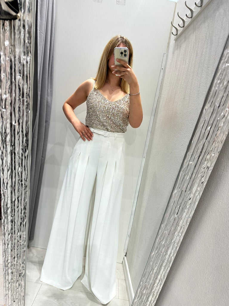 MSS💥IMPERIAL•Pantalone Best palazzo bianco latte