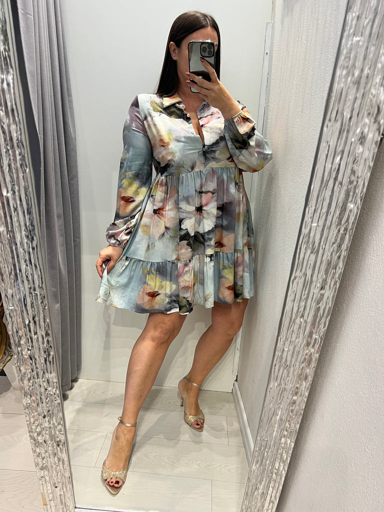 MSS💥KONTATTO•Abitino floreale base azzurra