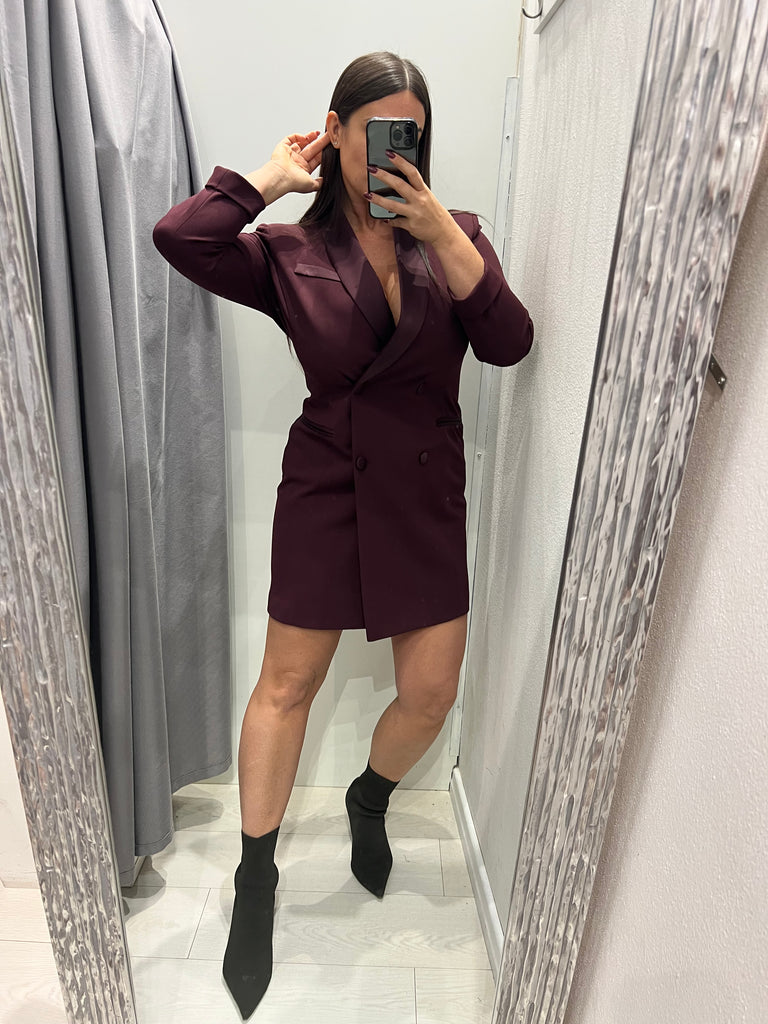 IMPERIAL•Abitino robe-manteau Prugna con profili in raso