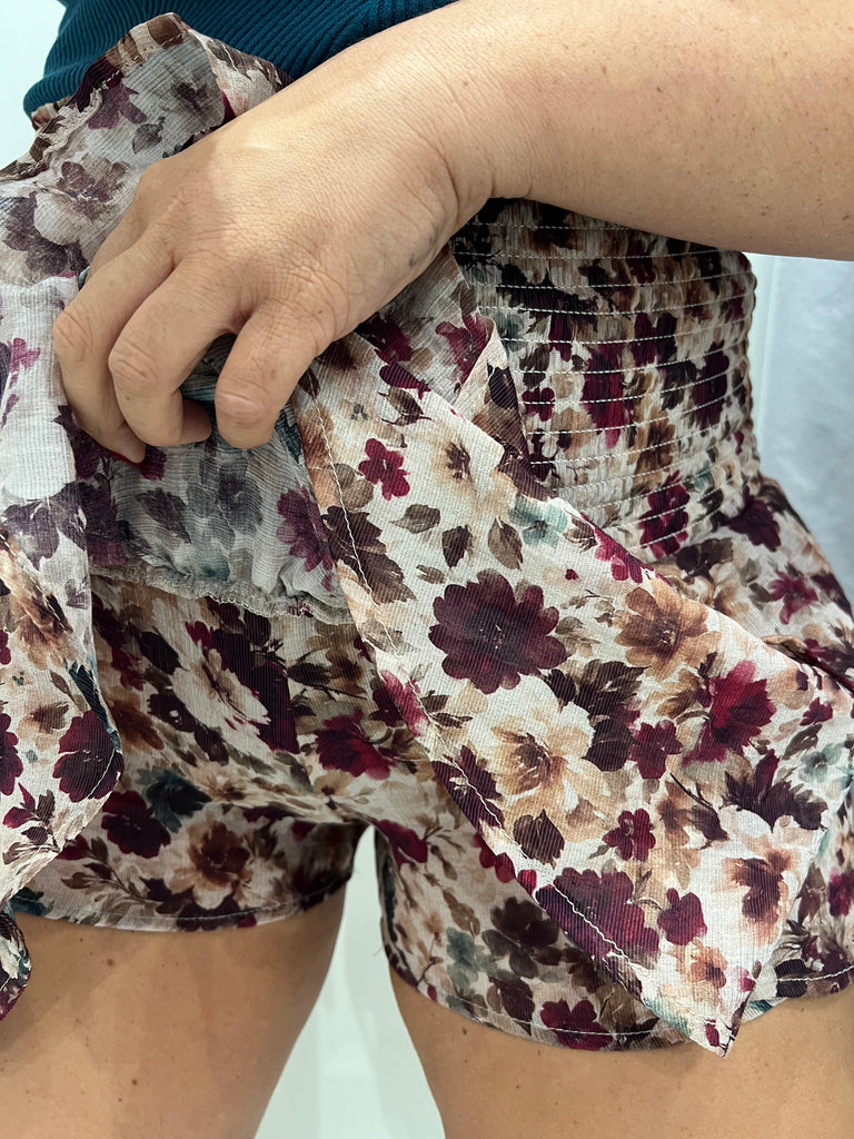 ViCOLO•Gonna pantaloncino balze stampa fiori