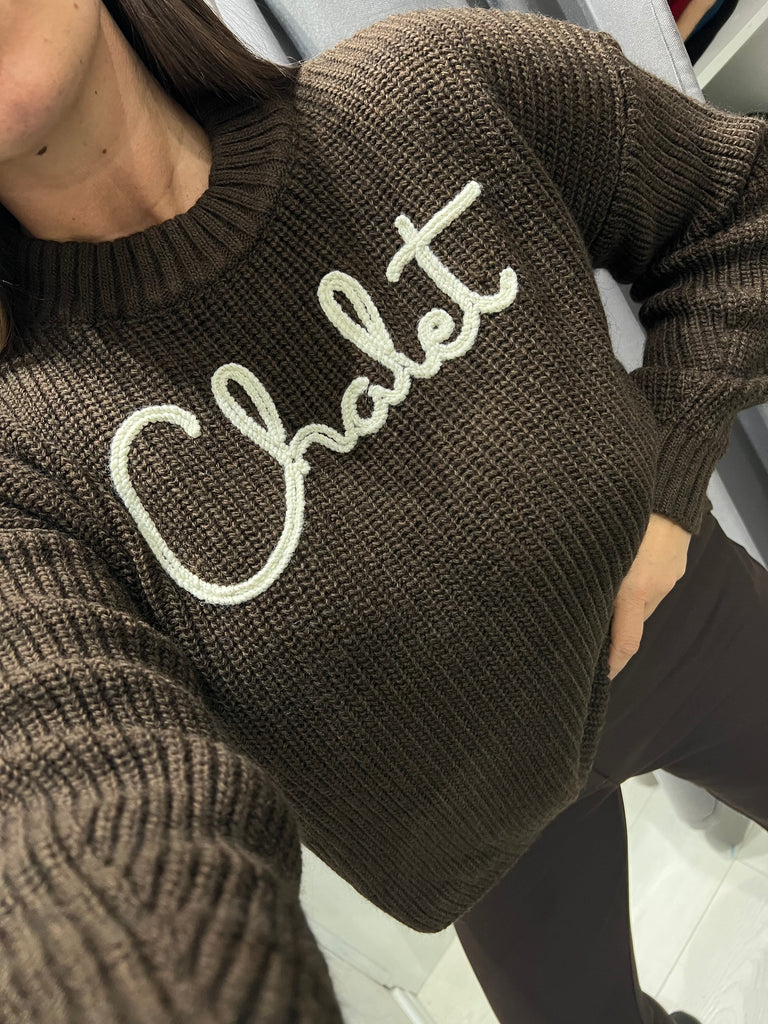 LUMINA•Maglione moro scritta lurex Chalet