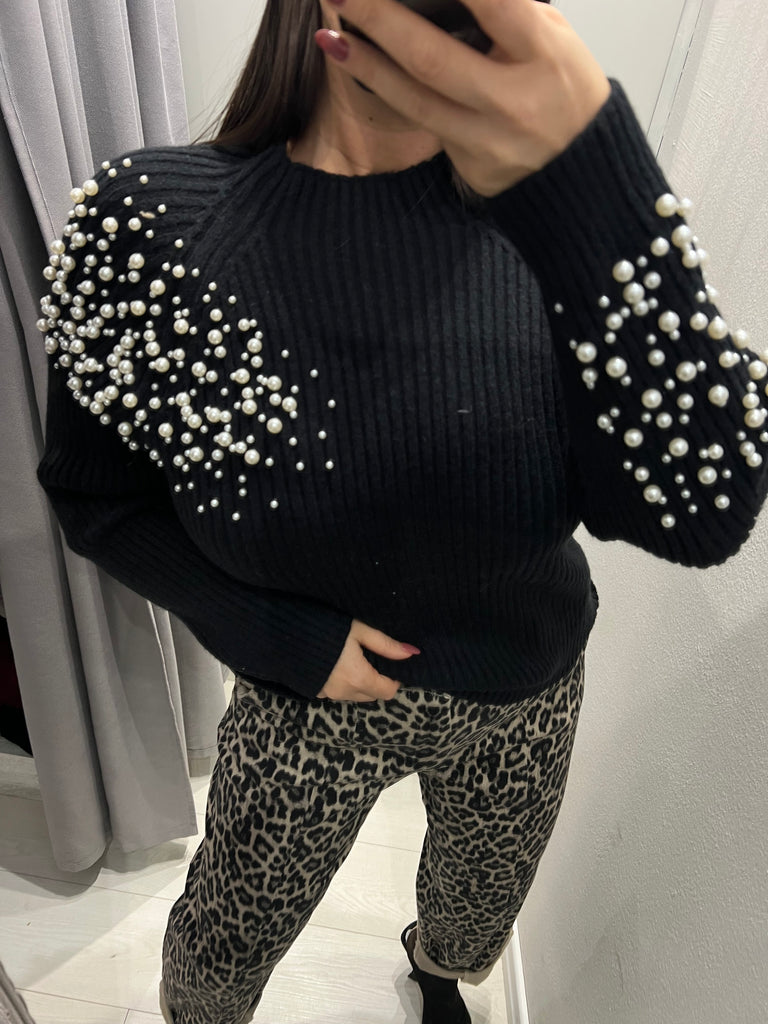 HaveOne•Maglione coste con perle•Più colori