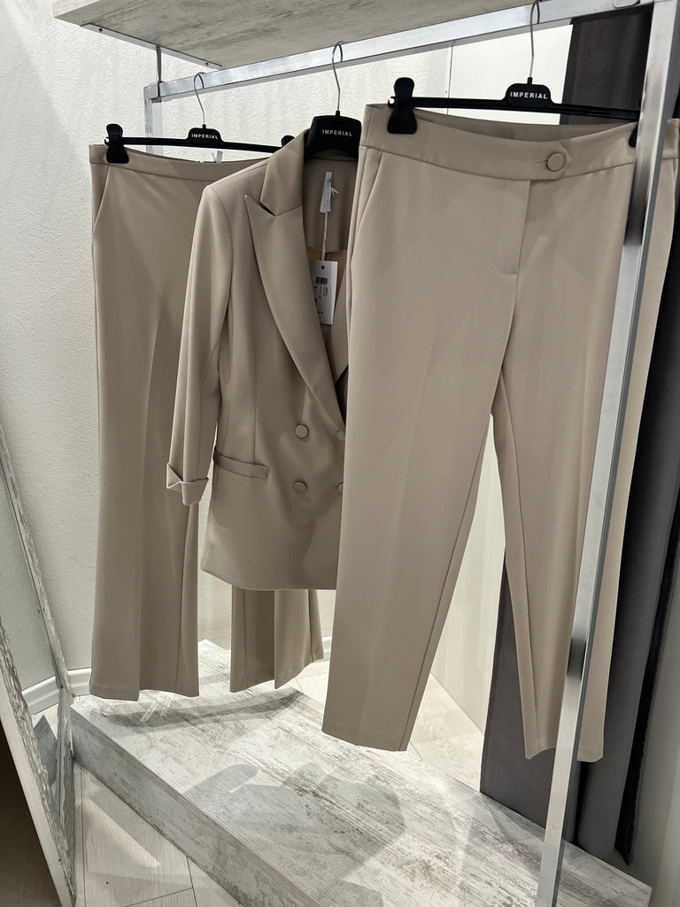 IMPERIAL•Pantalone con fascia in raso in vita•Beige luna