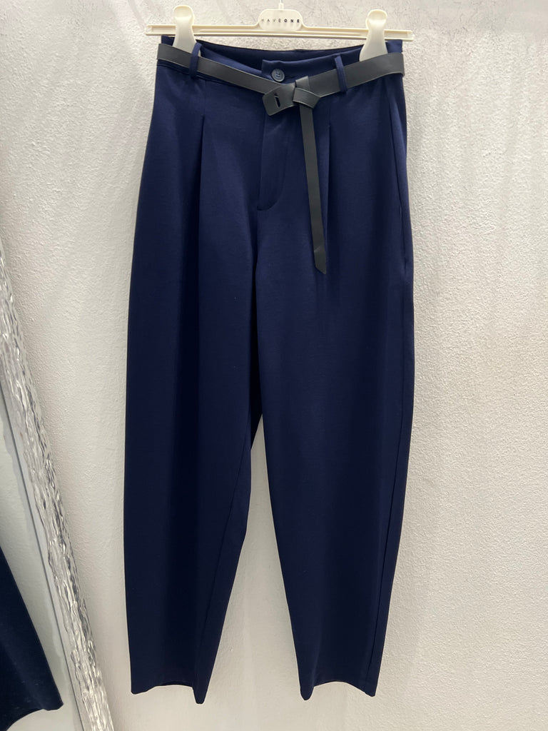 HaveOne•Pantalone blu carrot in punto milano