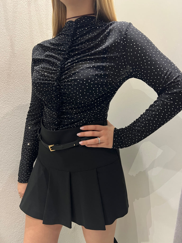 Philia Loft•Maglia arricciata microstrass