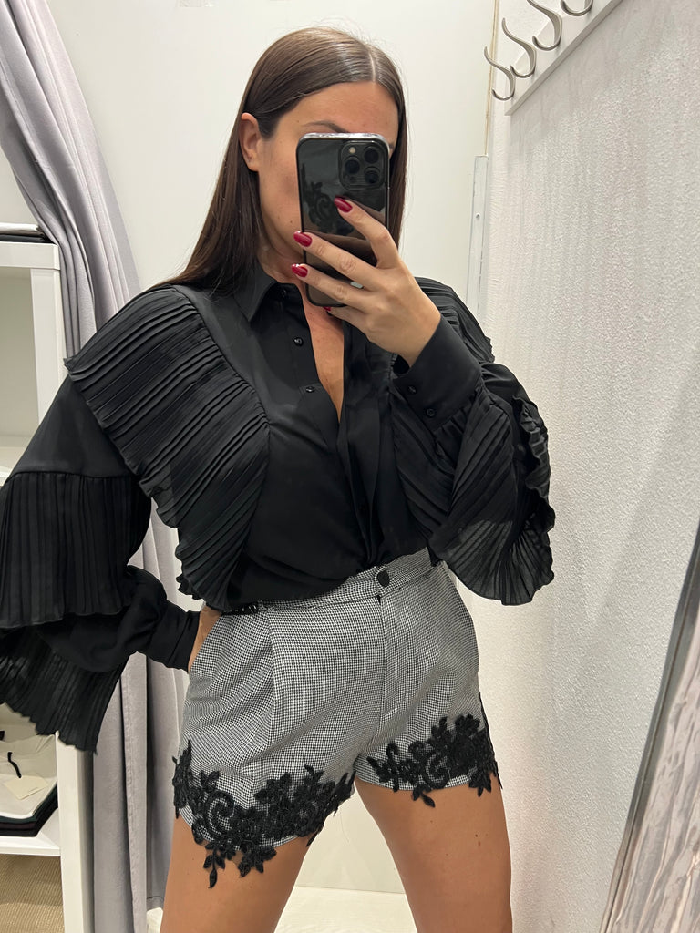 HaveOne•Shorts pied-de-poule ricamo paillettes