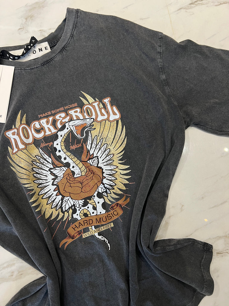 HaveOne•T-shirt stone wash Rock & Roll