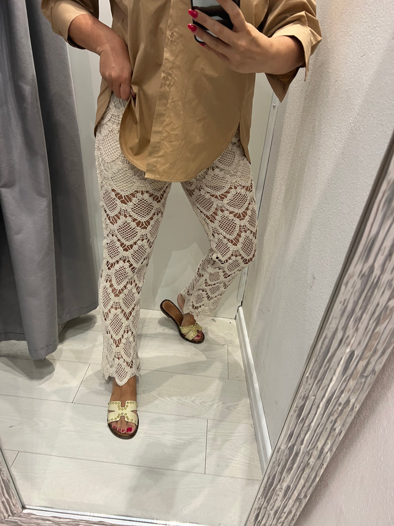 MSS💥HaveOne•Pantalone crochet naturale