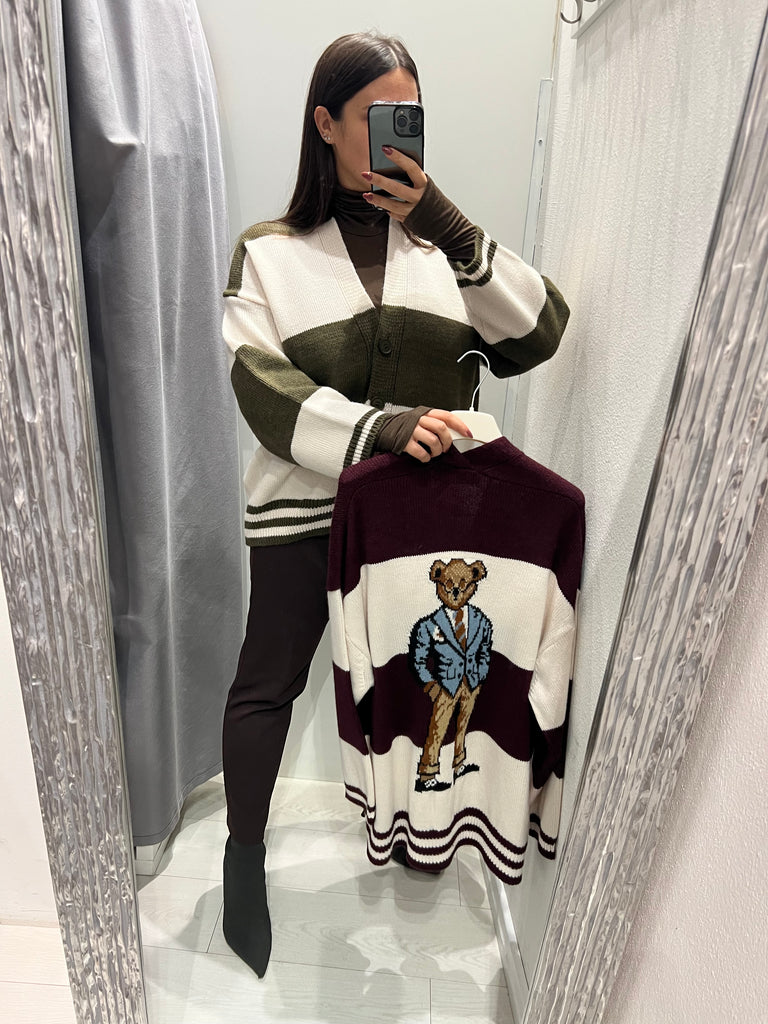 BLK30 HaveOne•Cardigan teddy fasce•Più colori