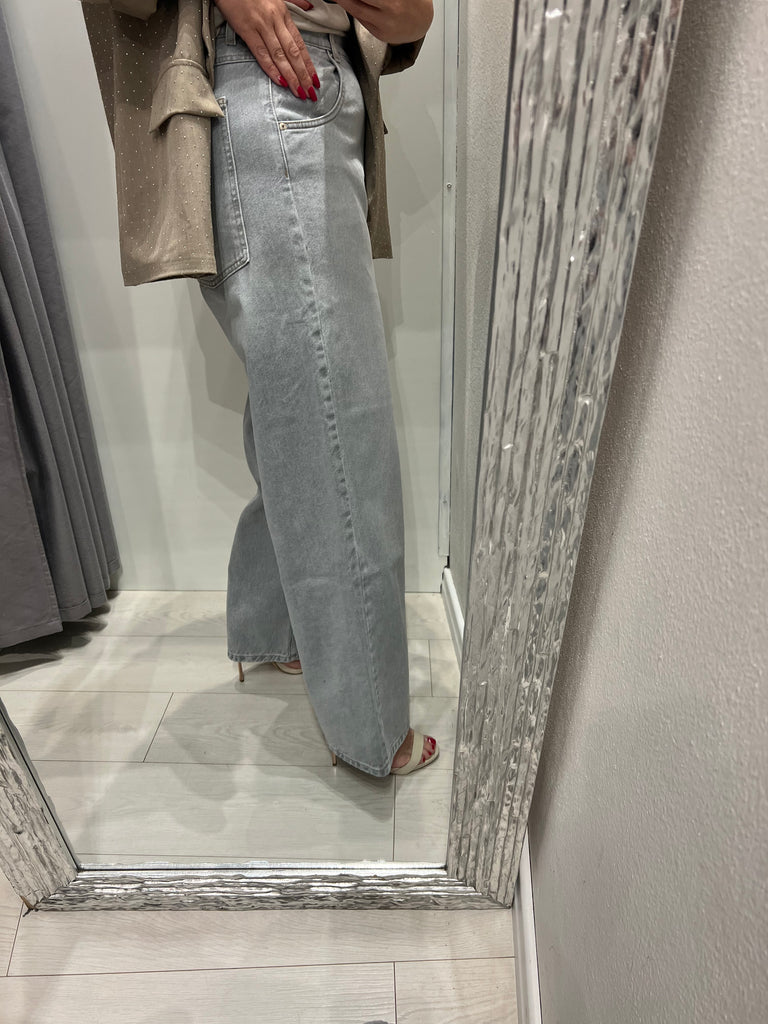 ViCOLO•Jeans palazzo straight grigio Mia