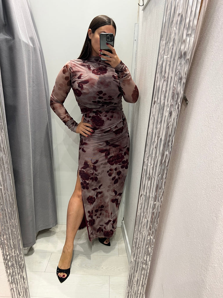 HaveOne•Maglia velata stampa bordeaux