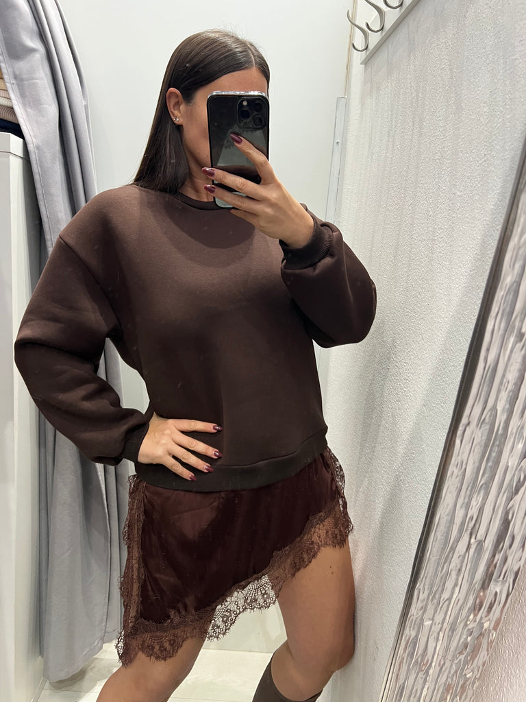 LUMINA•Abitino felpa e finale raso pizzo•Più colori