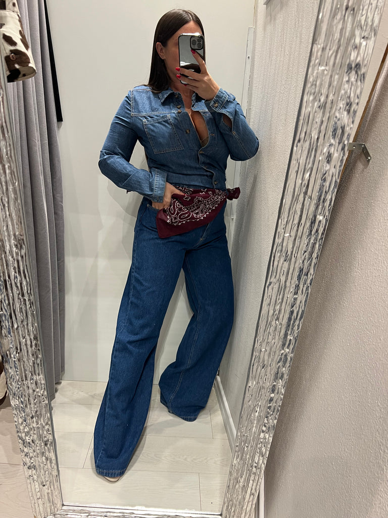 HaveOne•Tuta in jeans doppio tessuto