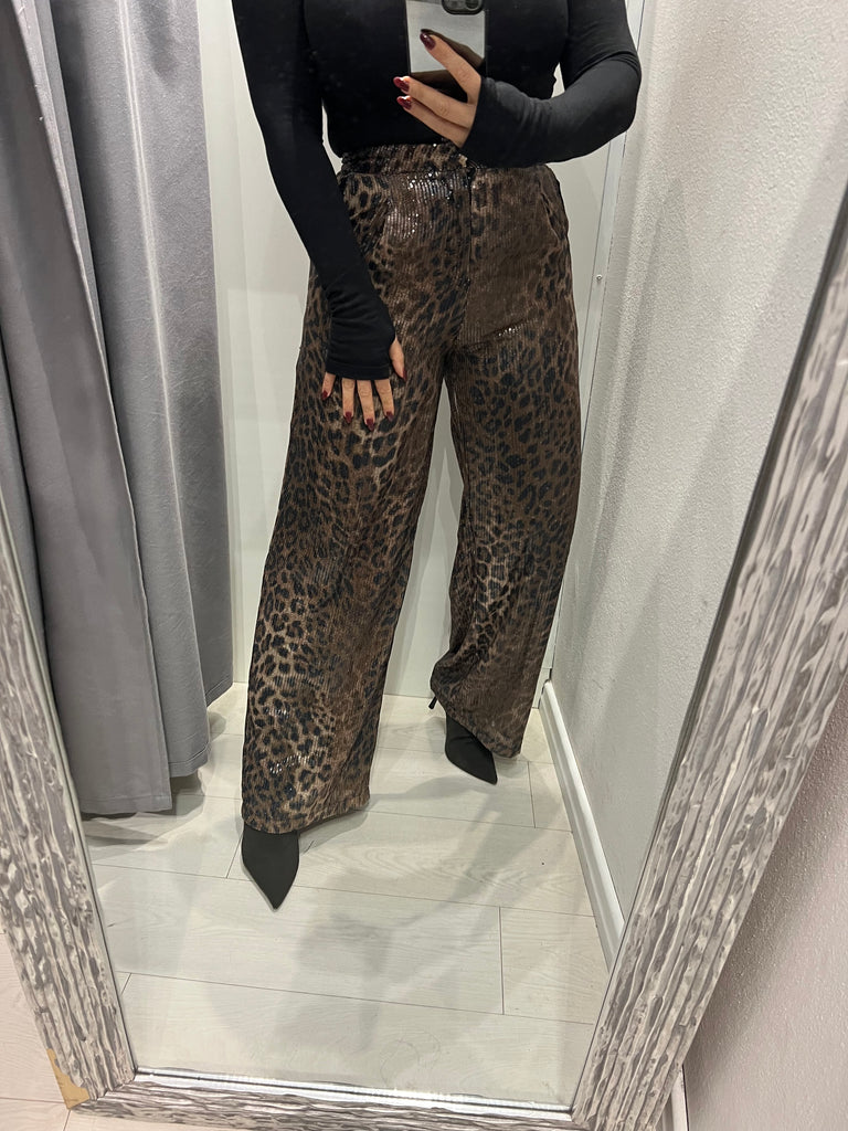 BLK30 LUMINA•Pantalone palazzo maculato paillettes