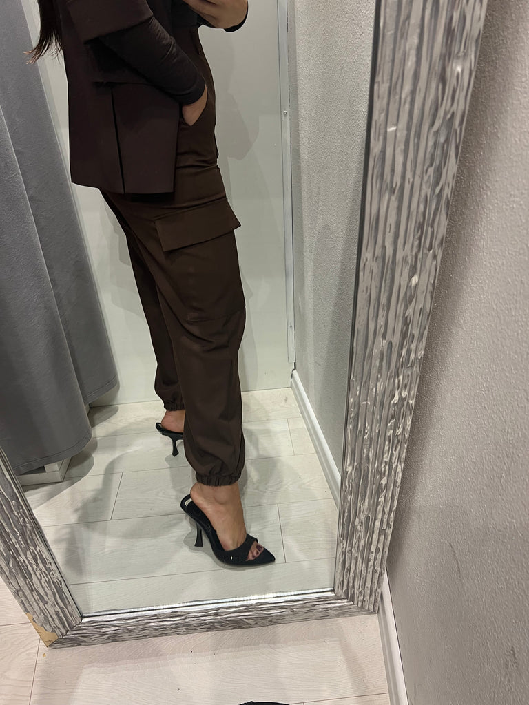 ViCOLO•Pantalone jogger cargo cioccolato
