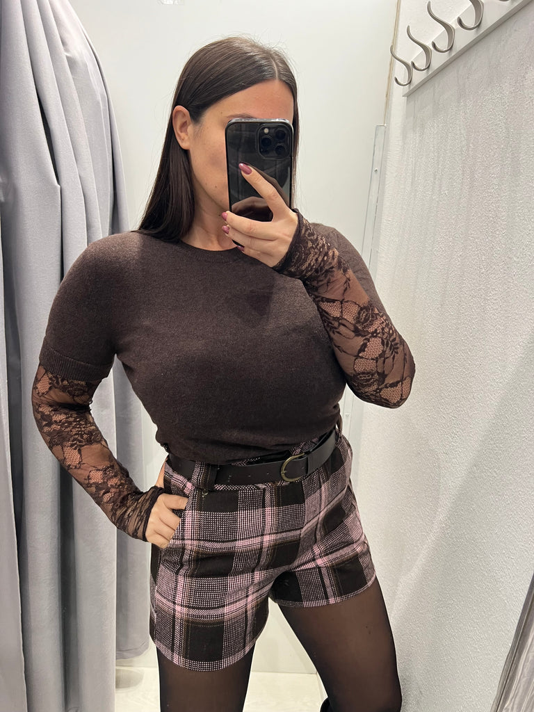 Philia Loft•Shorts check rosa/moro