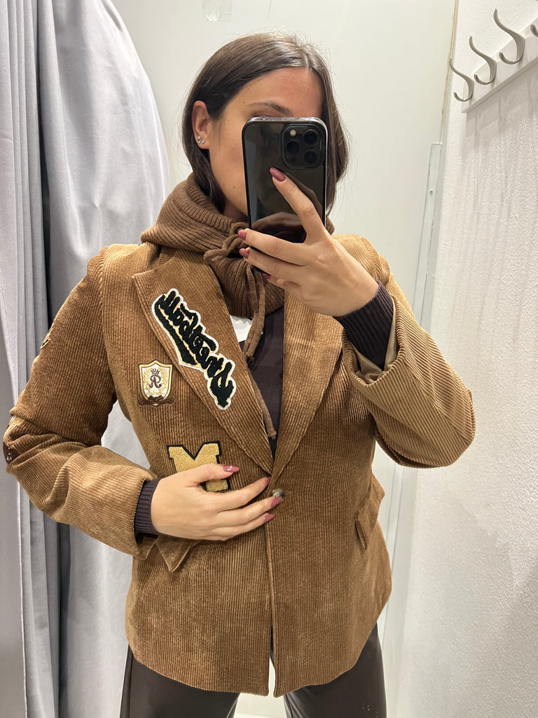 ViCOLO•Giacca velluto cammello patch