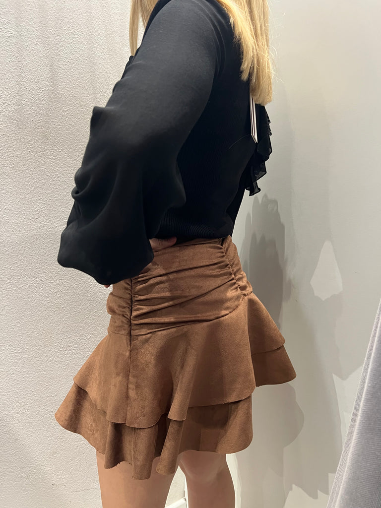 HaveOne•Gonna pantaloncino suede cuoio
