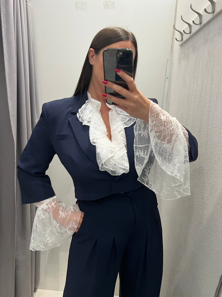IMPERIAL•Camicia bianca pizzo rouches