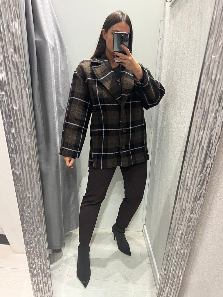 BLK30 IMPERIAL•Giacca cappottino check moro/ottanio/rosa