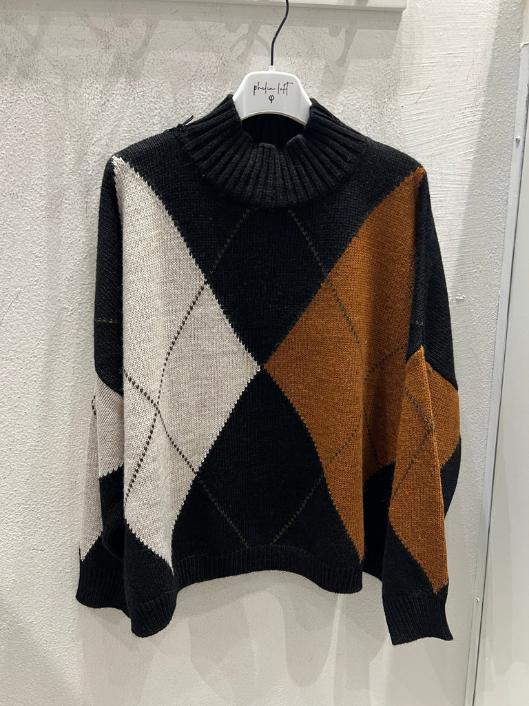 Philia Loft•Maglione lupetto ampio rombi•Più colori