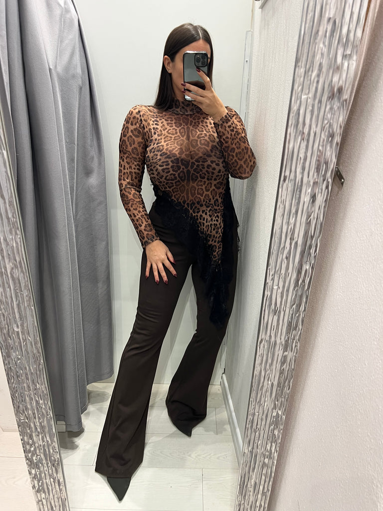 HaveOne•Pantalone leggings moro a zampa punto milano