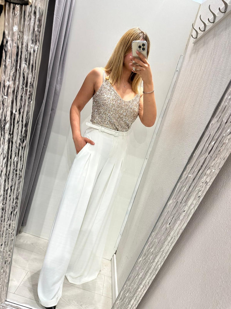 MSS💥IMPERIAL•Pantalone Best palazzo bianco latte