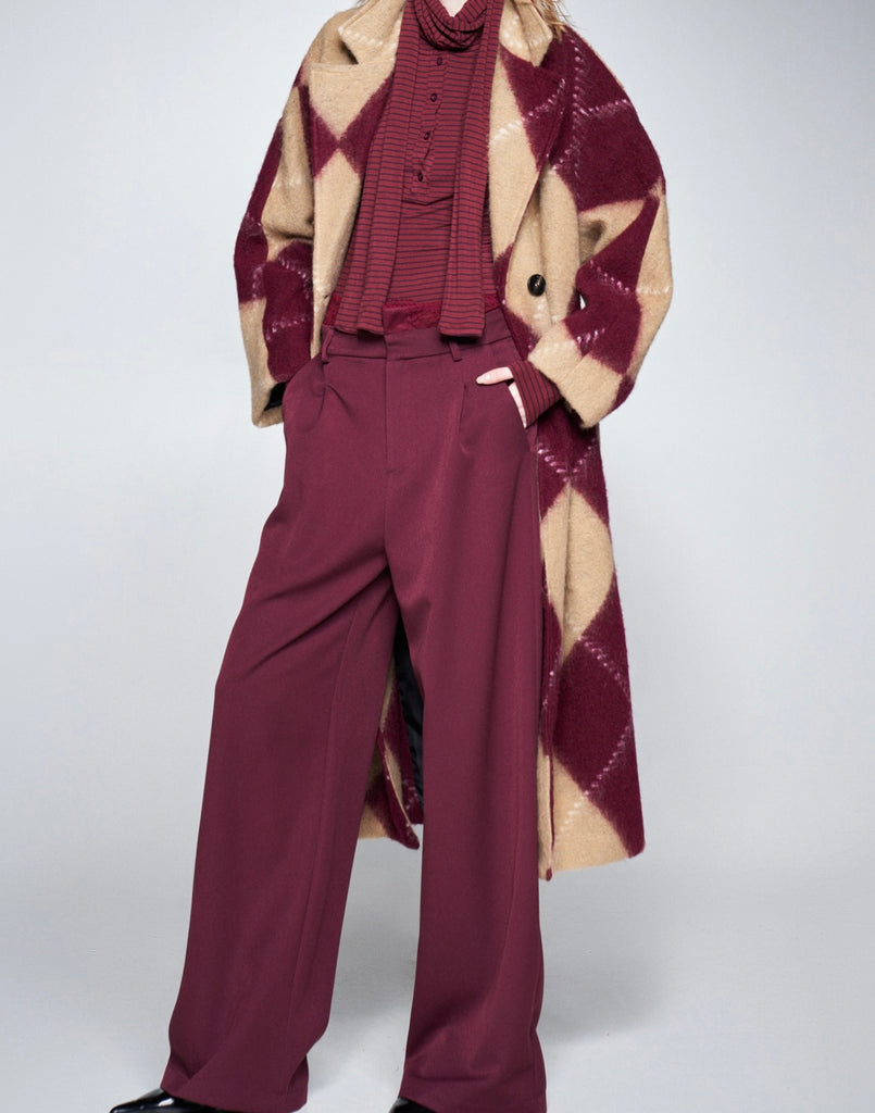 LUMINA•Pantalone Bordeaux fascia pizzo