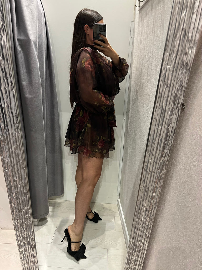 BLK30 LUMINA•Abitino moro floreale gonna volant