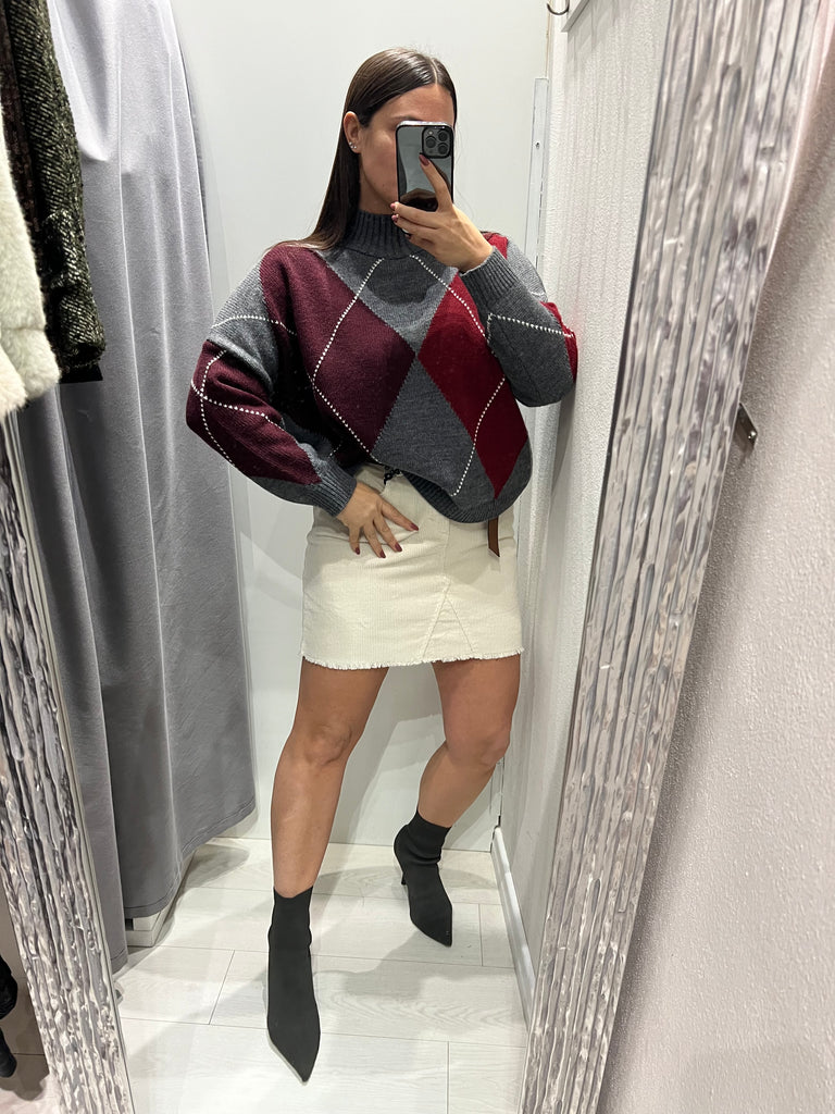 Philia Loft•Maglione lupetto ampio rombi•Più colori