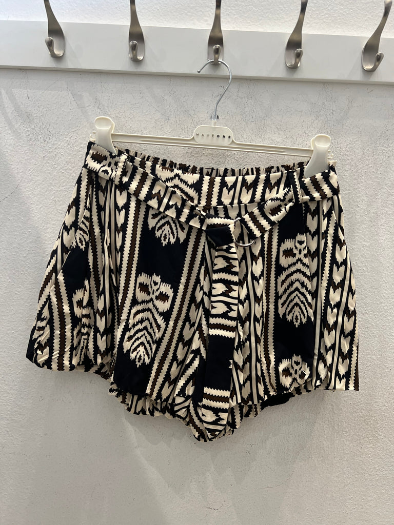 MSS💥HaveOne•Shorts palloncino stampa etnica nero/panna/moro