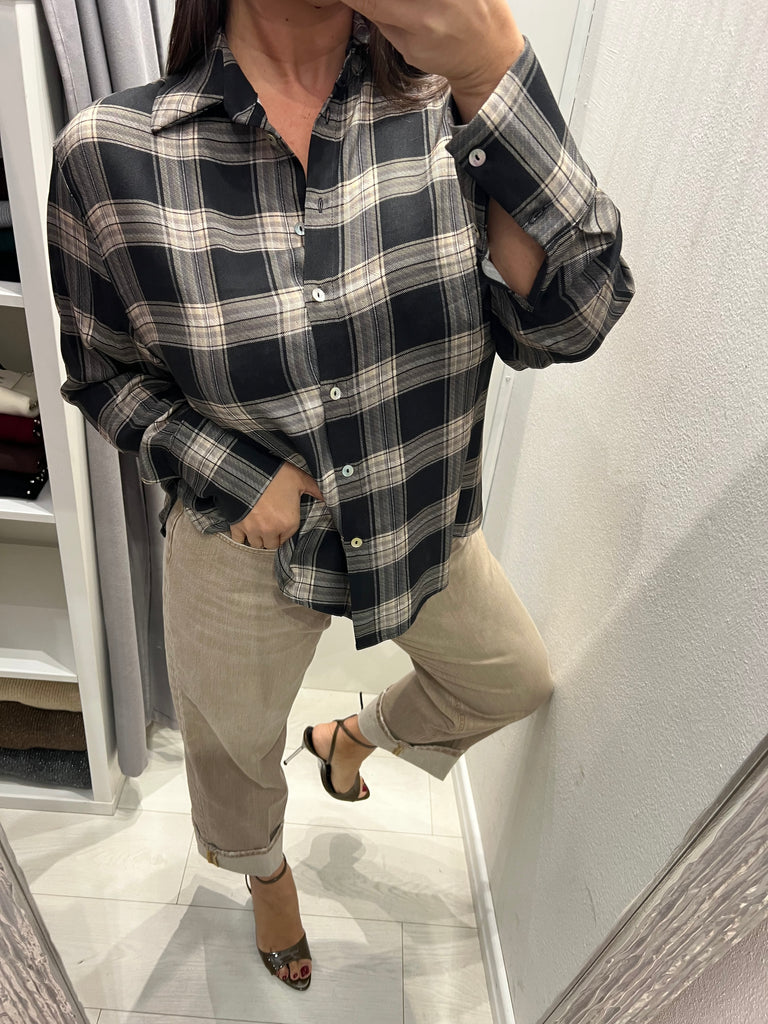HaveOne•Camicia check beige/grigio/nero