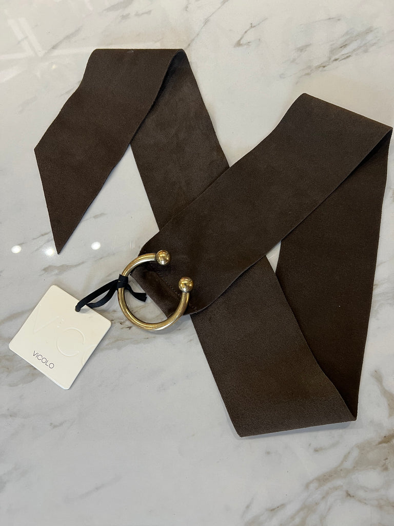 ViCOLO•Cintura moro pelle scamosciata fibbia ad anello oro
