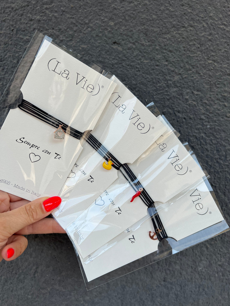 La Vie•Collana chocker/bracciale/cavigliera nero con charm•Scegli il tuo charm!