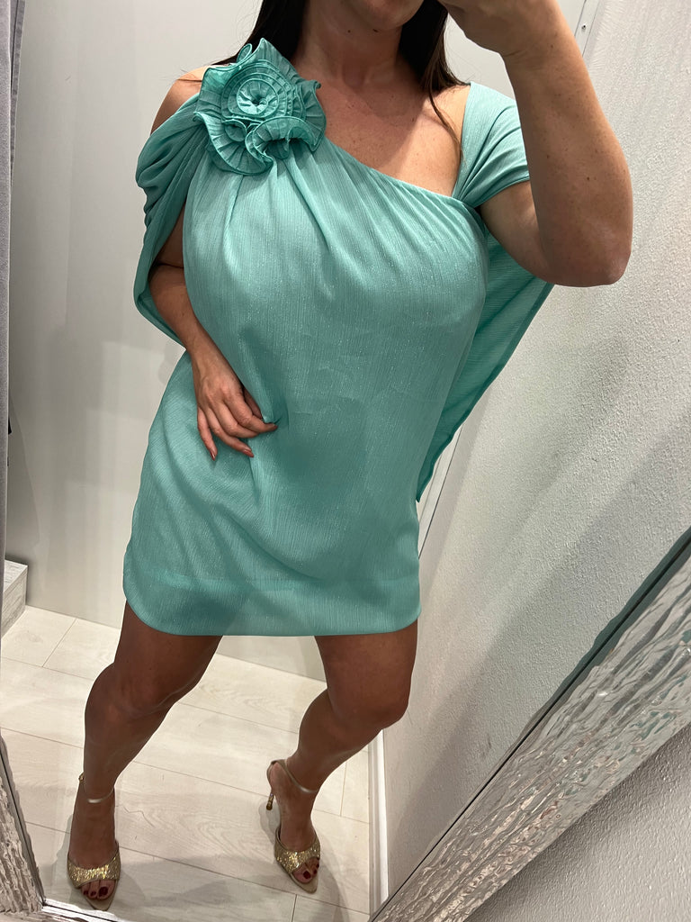 🚨Souvenir•Abitino monospalla filo lurex acqua