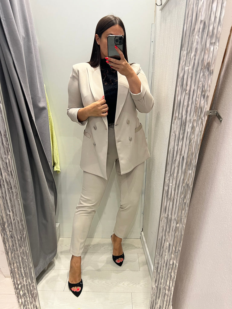 MSS💥IMPERIAL•Pantalone con fascia in raso in vita•Beige luna