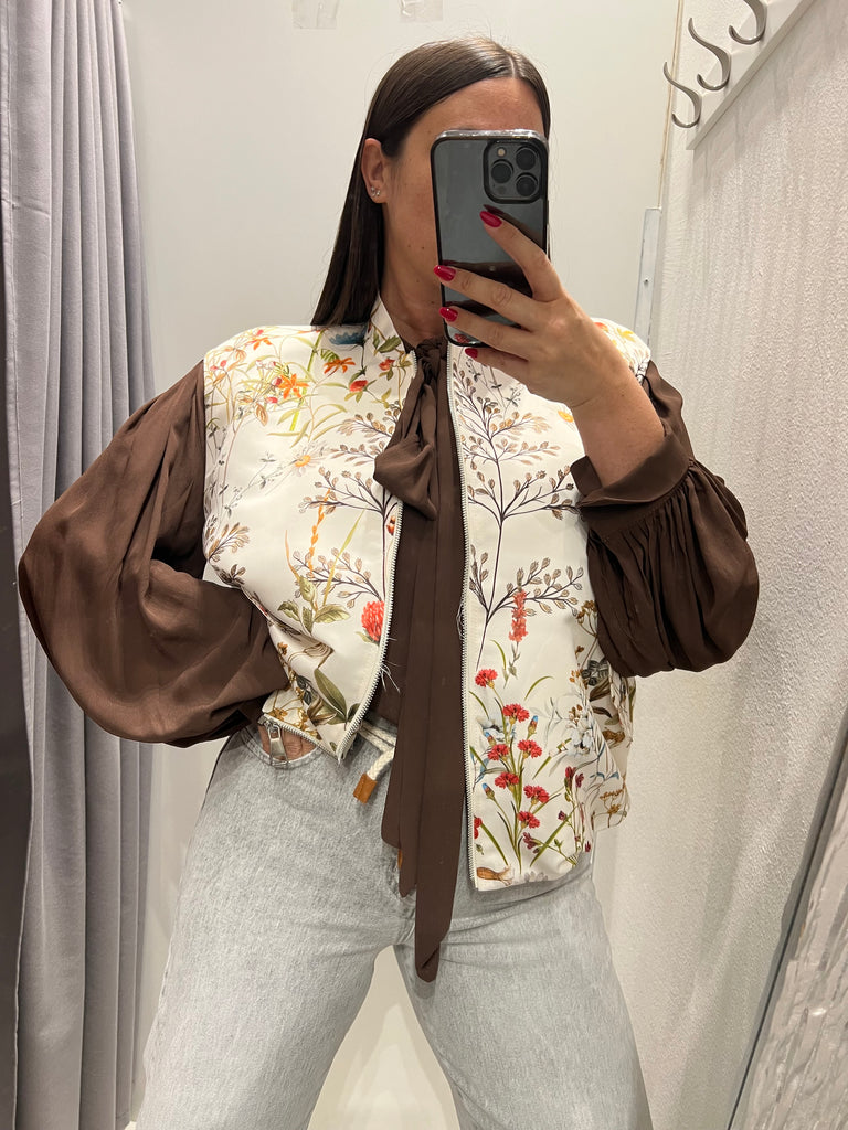 MSS💥ViCOLO•Bomber smanicato stampa botanica