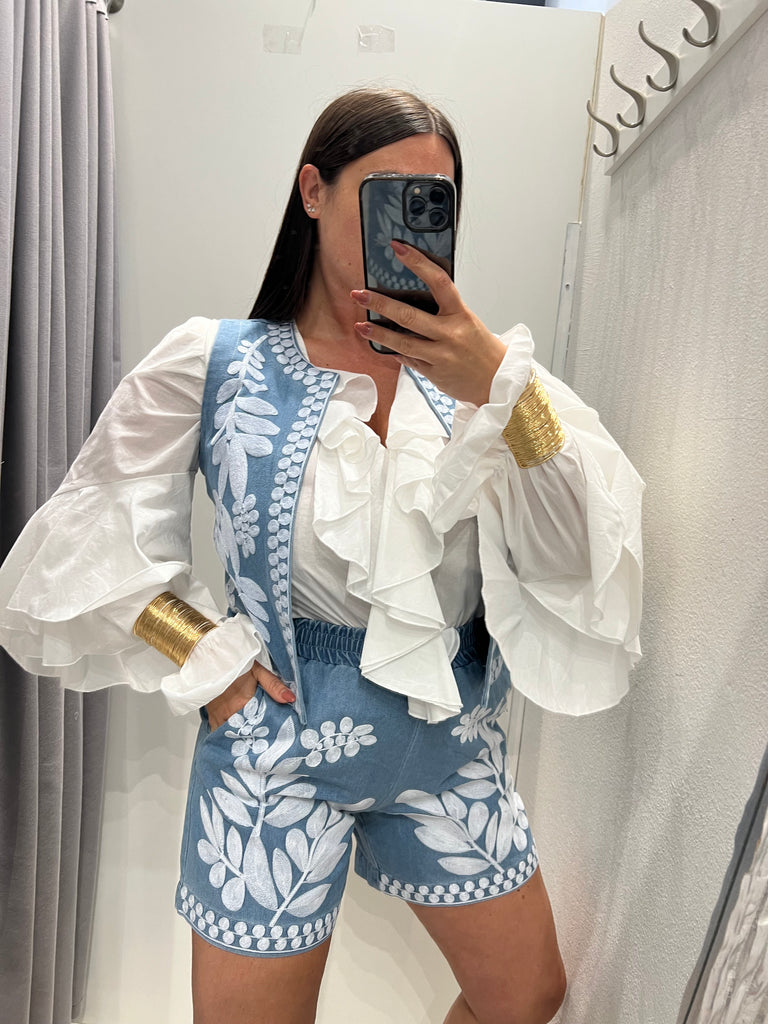 HaveOne•Camicia balze volant•Bianca