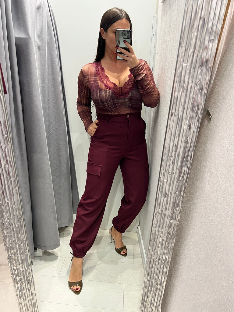 ViCOLO•Pantalone jogger cargo bordeaux