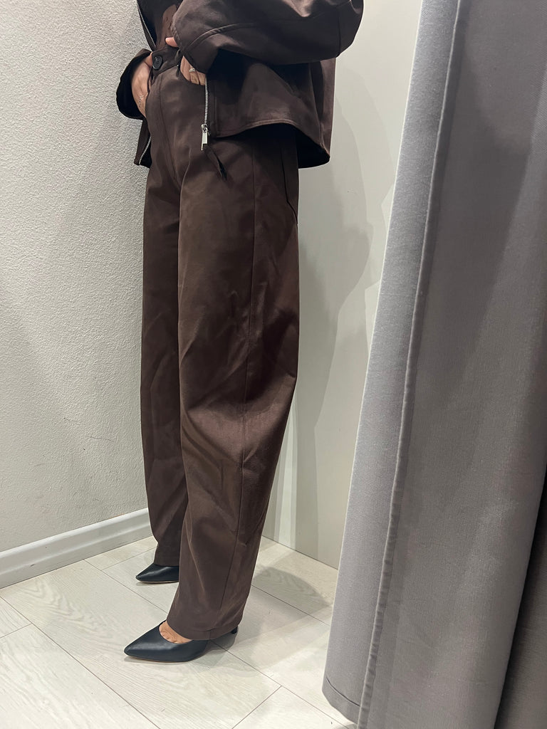 LUMINA•Pantalone scamosciato moro