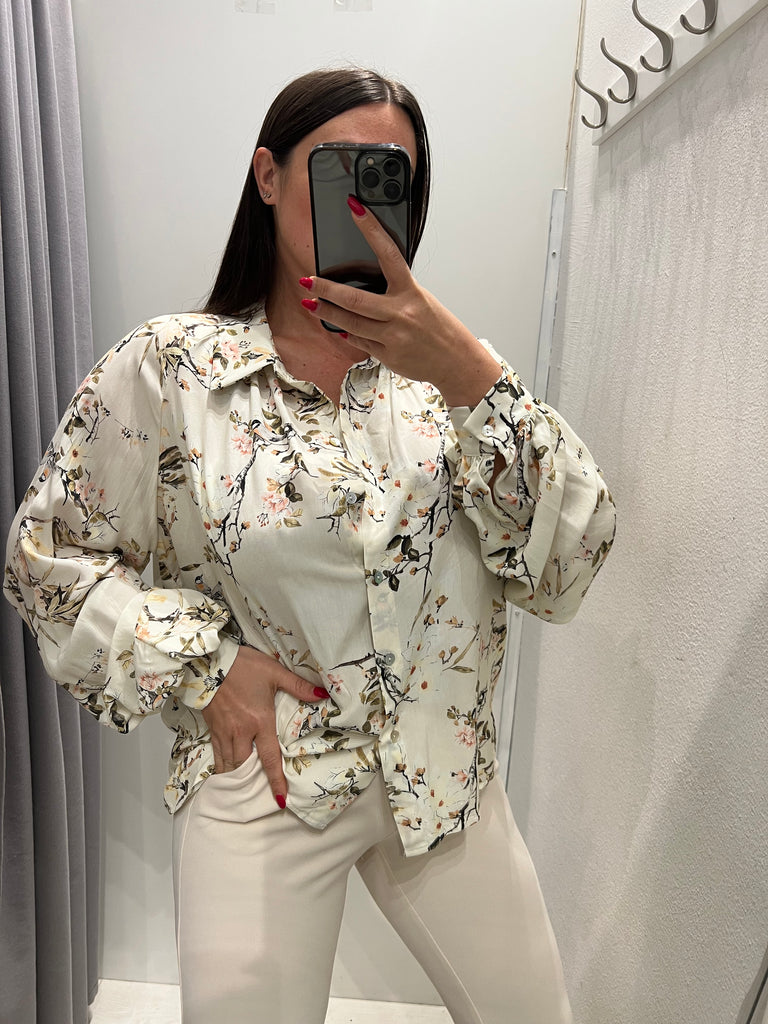 HaveOne•Camicia manica palloncino stampa Nature