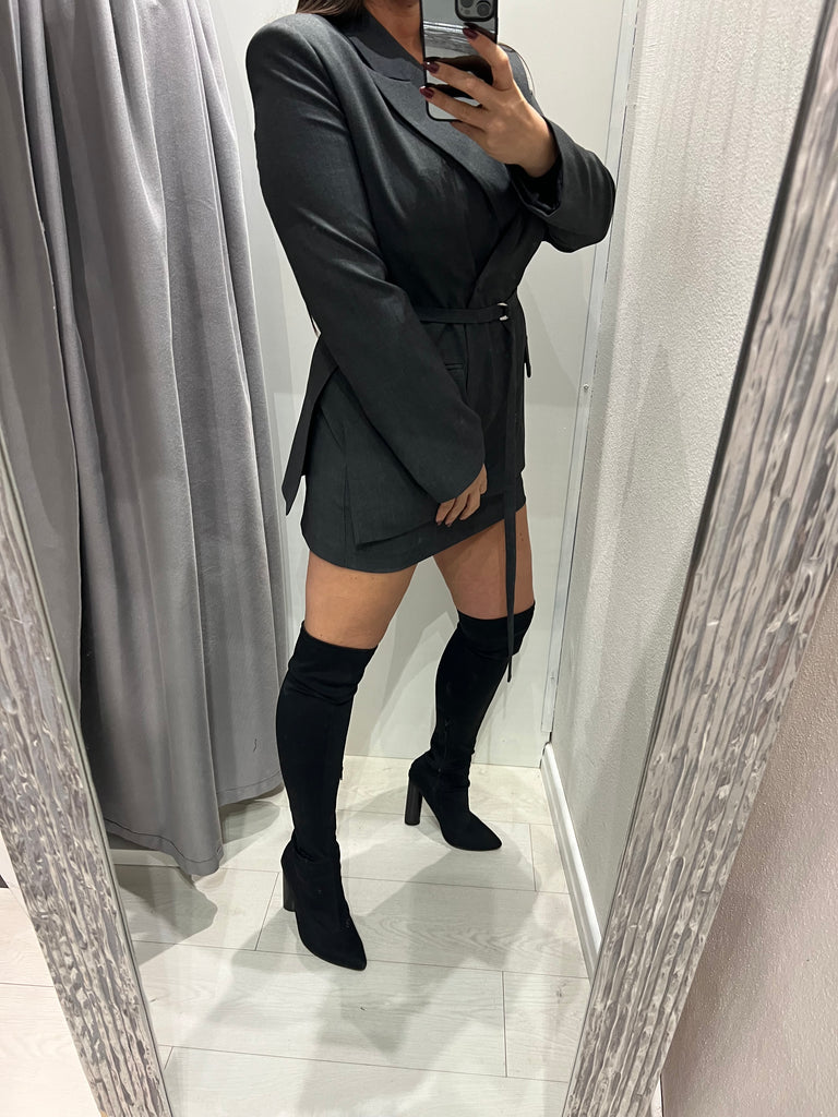 IMPERIAL•Gonna grigio fascia pizzo Garçon